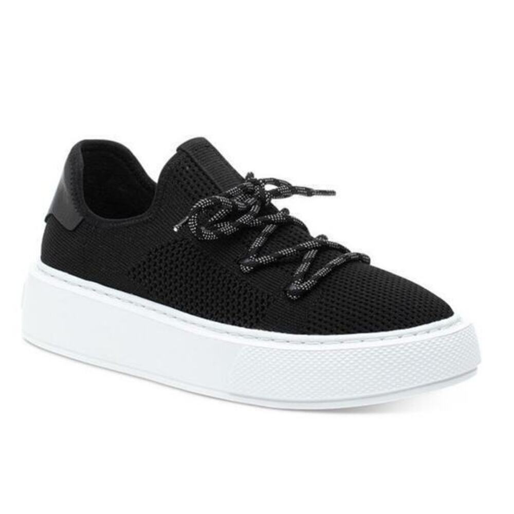 Anthro J/slides black Damien Perforated Knit Platform Sneakers Shoes size 8